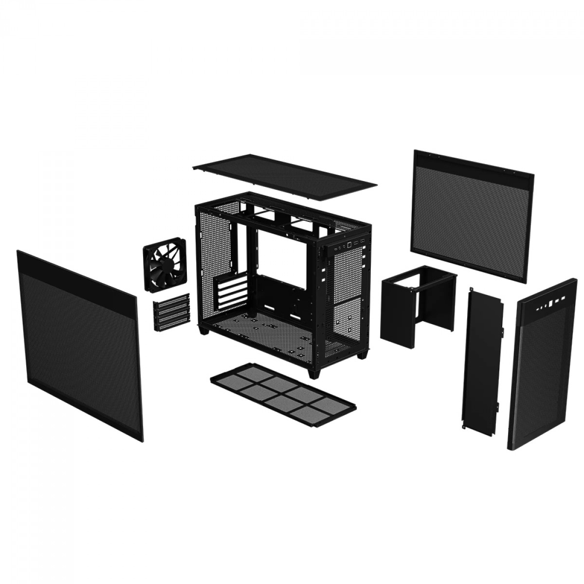 Gabinete Gamer Asus Prime AP201, Mini Tower, Mesh, MATX, Preto, Com 1 Fan, 90DC00G0-B30000 - Open Box