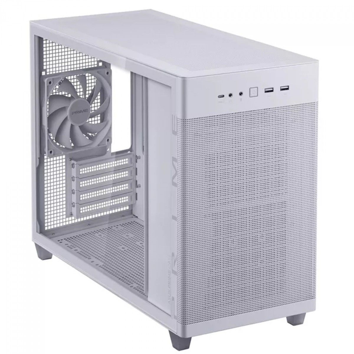 Gabinete Gamer Asus Prime AP201 Case Glass White Edition, Micro-ATX, Quasi-Filter Mesh, Com 1 fan, 90DC00G3-B30010