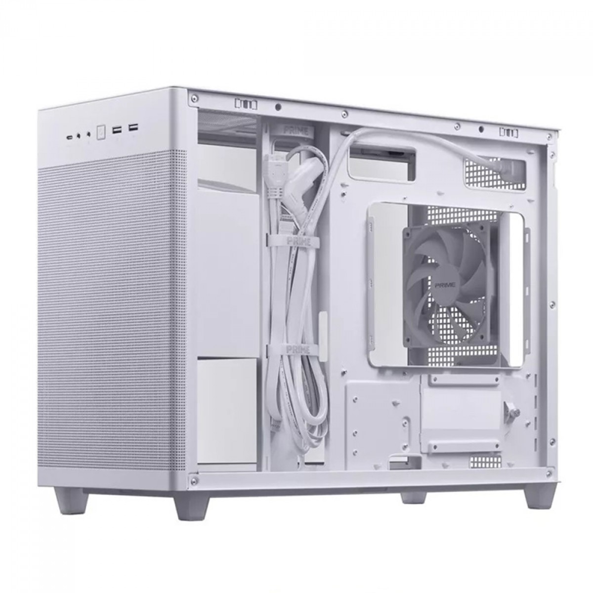 Gabinete Gamer Asus Prime AP201 Case Glass White Edition, Micro-ATX, Quasi-Filter Mesh, Com 1 fan, 90DC00G3-B30010
