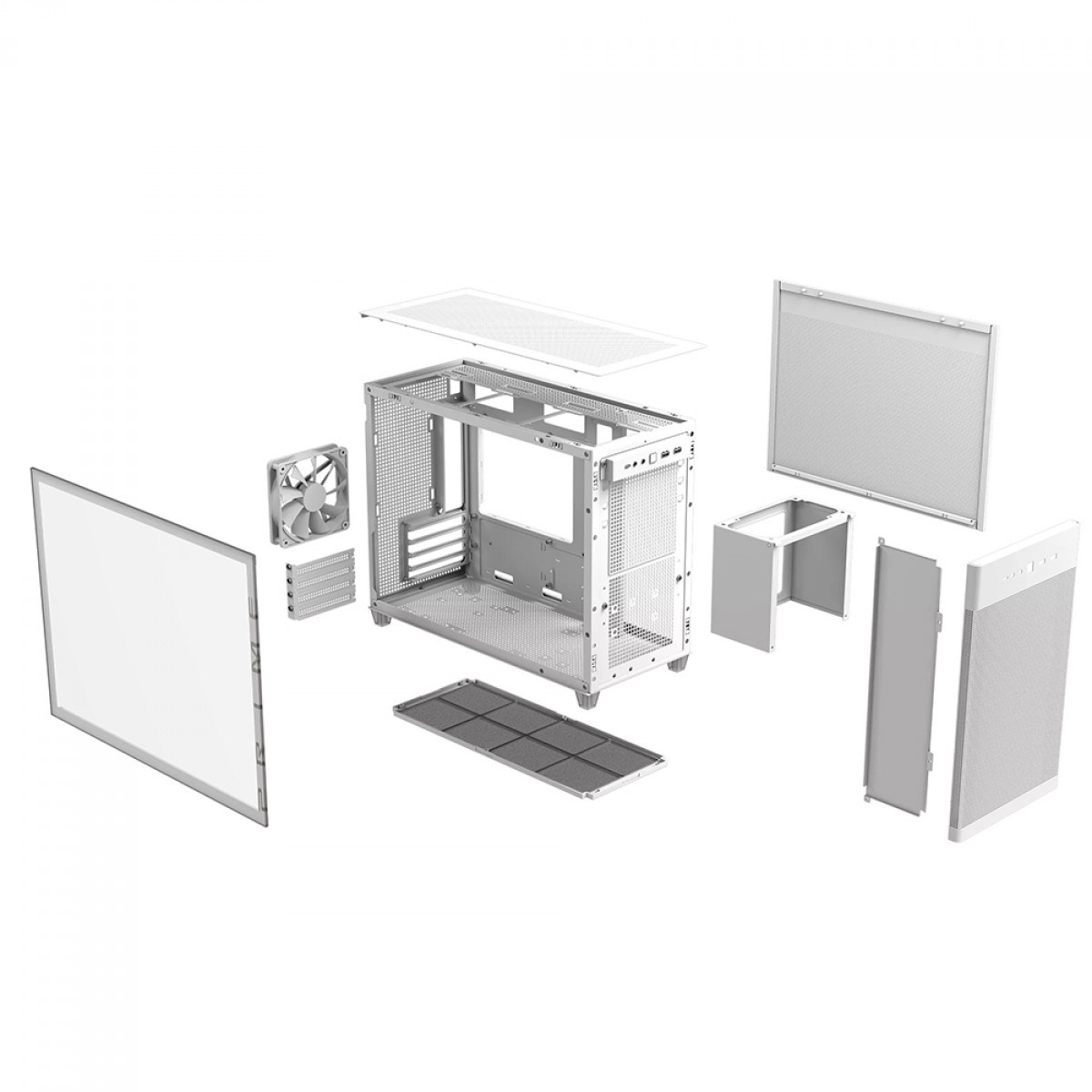 Gabinete Gamer Asus Prime AP201 Case Glass White Edition, Micro-ATX, Quasi-Filter Mesh, Com 1 fan, 90DC00G3-B30010
