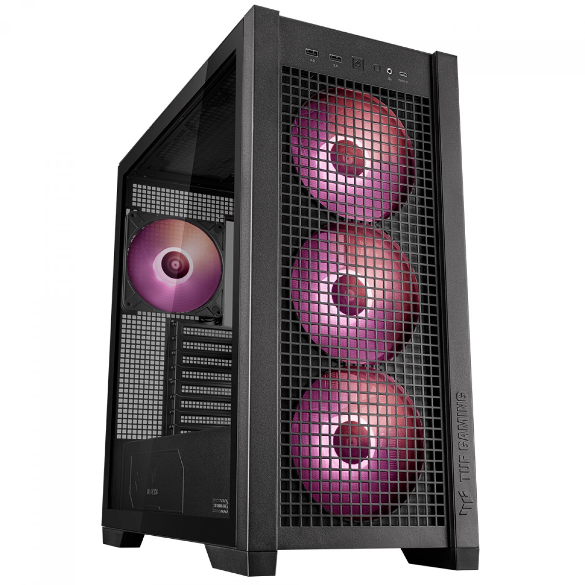 Gabinete Gamer Asus TUF Gaming GT302 ARGB, Mid Tower, Vidro Temperado, E-ATX, 4 Fans ARGB, Preto, 90DC00I0-B10000