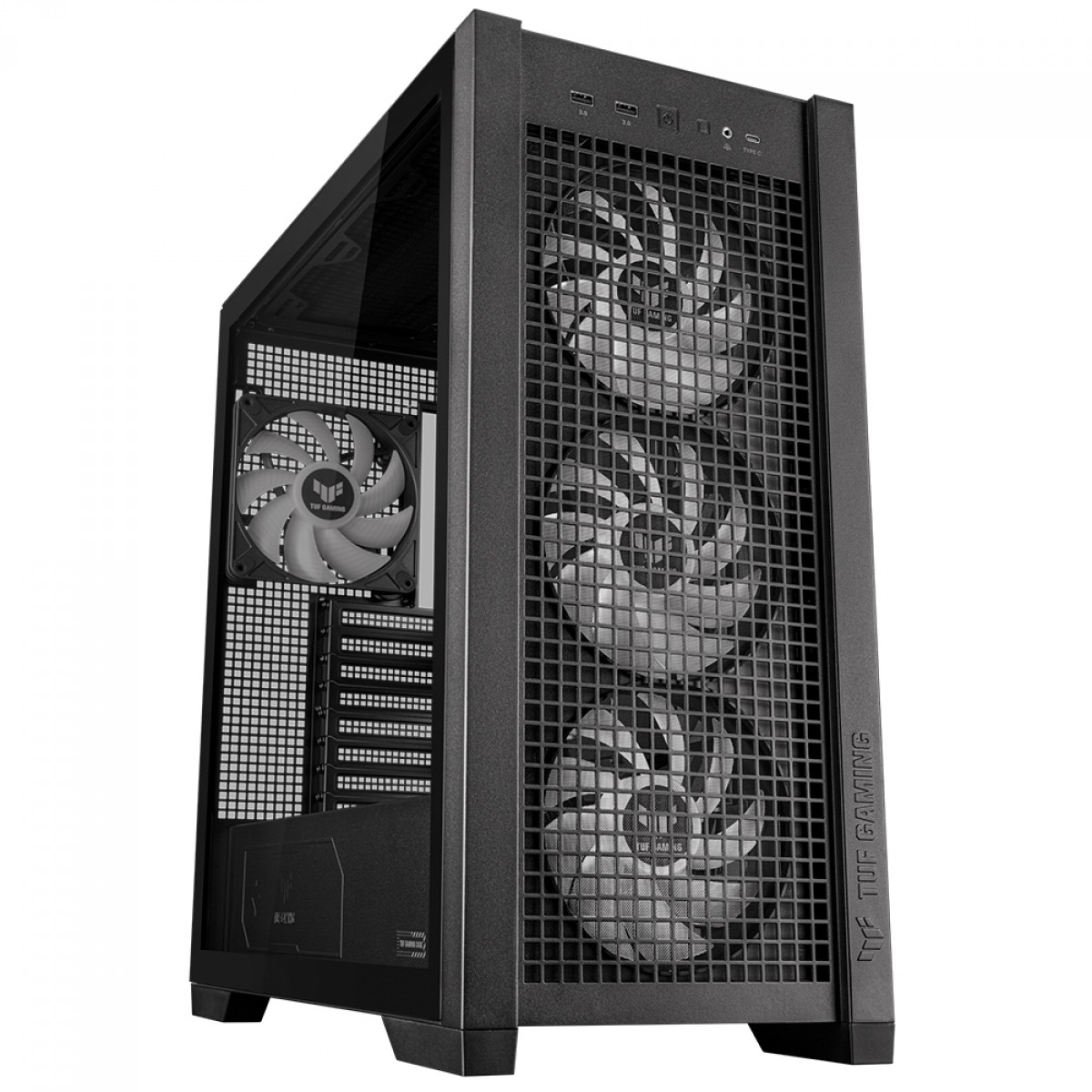 Gabinete Gamer Asus TUF Gaming GT302 ARGB, Mid Tower, Vidro Temperado, E-ATX, 4 Fans ARGB, Preto, 90DC00I0-B10000