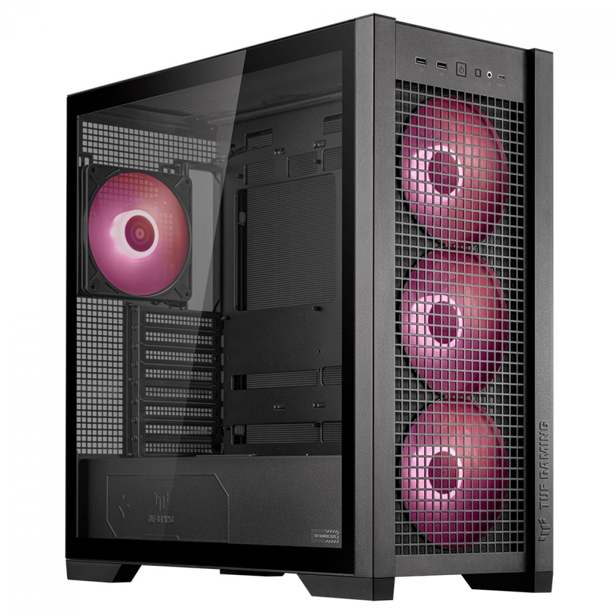 Gabinete Gamer Asus TUF Gaming GT302 ARGB, Mid Tower, Vidro Temperado, E-ATX, 4 Fans ARGB, Preto, 90DC00I0-B10000