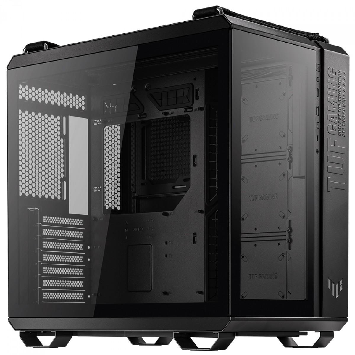 Gabinete Gamer Asus TUF GT502 Case-Black, Mid Tower, Vidro Temperado, ATX, Preto, 90DC0090-B00000 