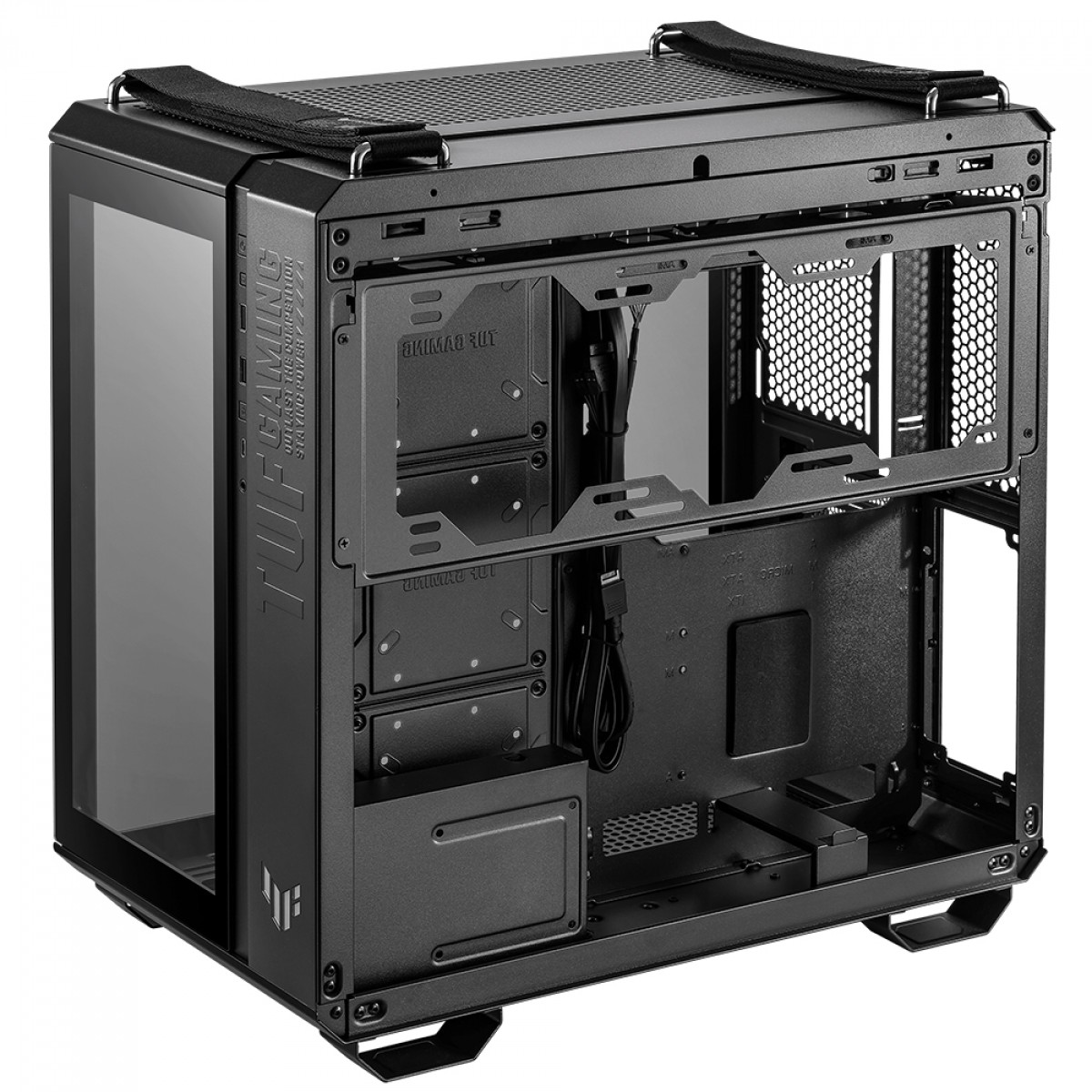 Gabinete Gamer Asus TUF GT502 Case-Black, Mid Tower, Vidro Temperado, ATX, Preto, 90DC0090-B00000 