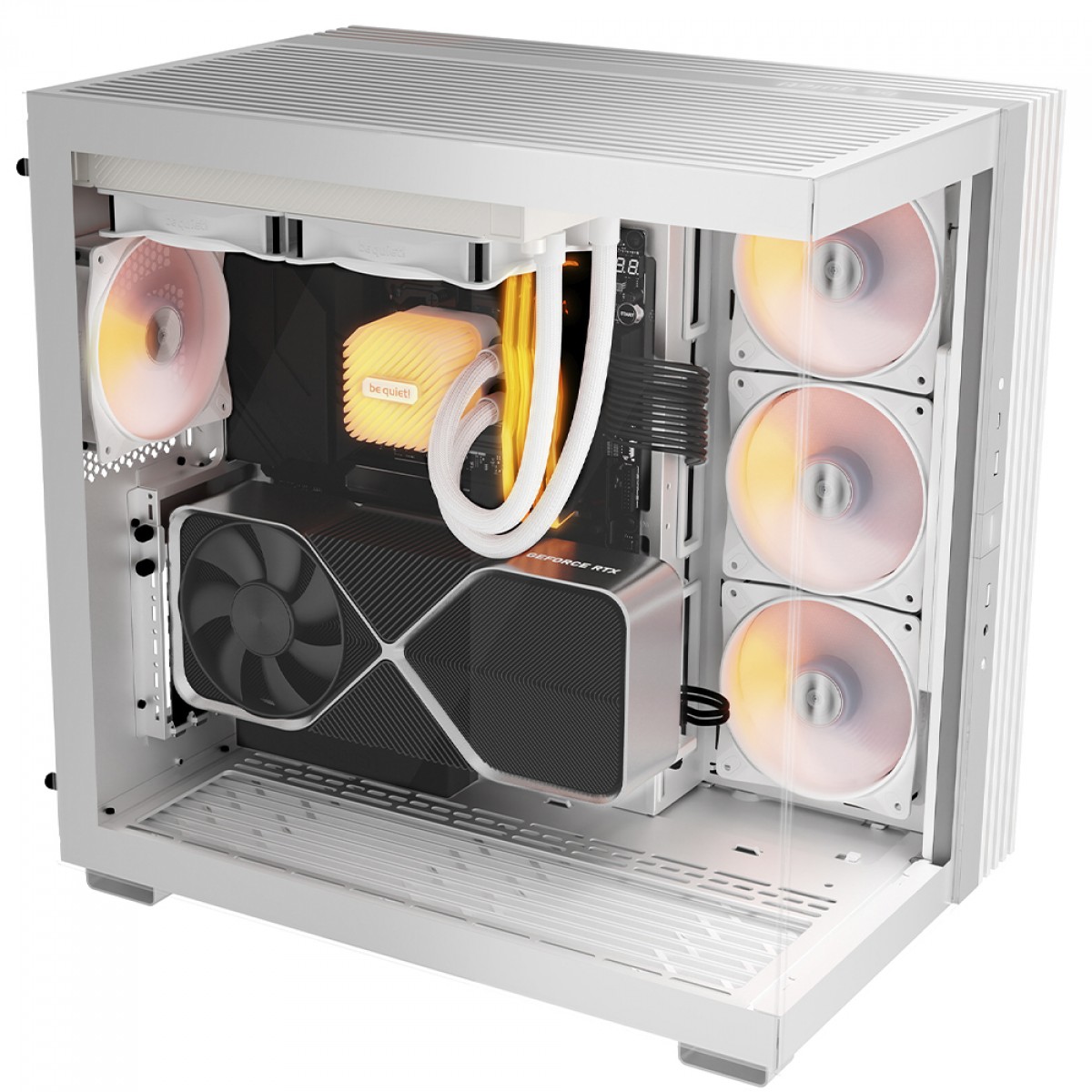 Gabinete Gamer Be Quiet Light Base 600 DX, ARGB, Mid Tower, ATX, Vidro Temperado, Sem Fans, Branco, BGW66
