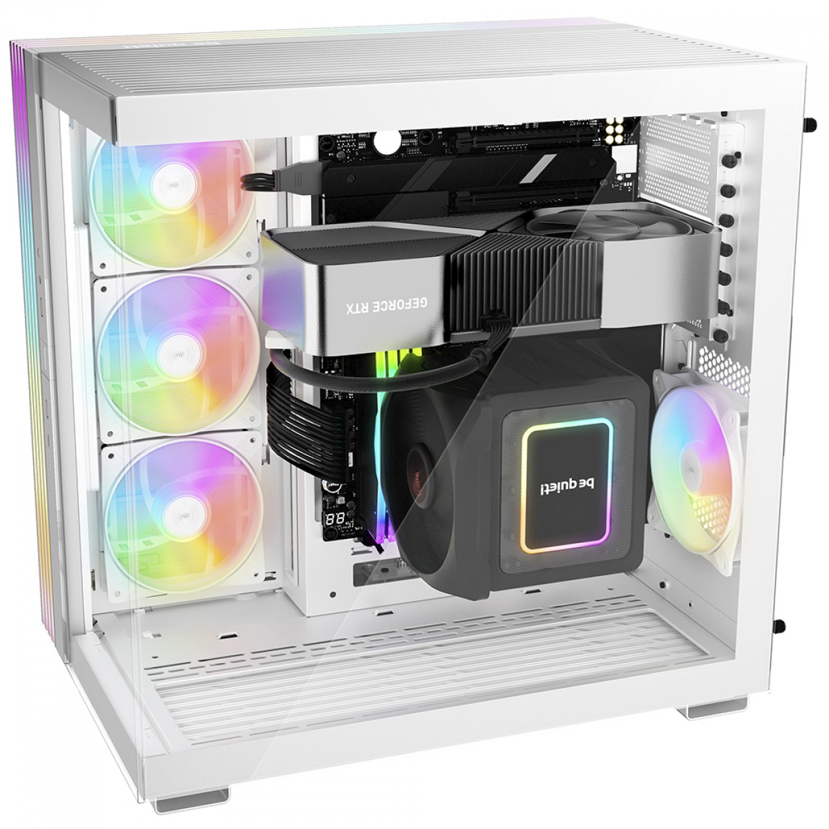 Gabinete Gamer Be Quiet Light Base 600 DX, ARGB, Mid Tower, ATX, Vidro Temperado, Sem Fans, Branco, BGW66