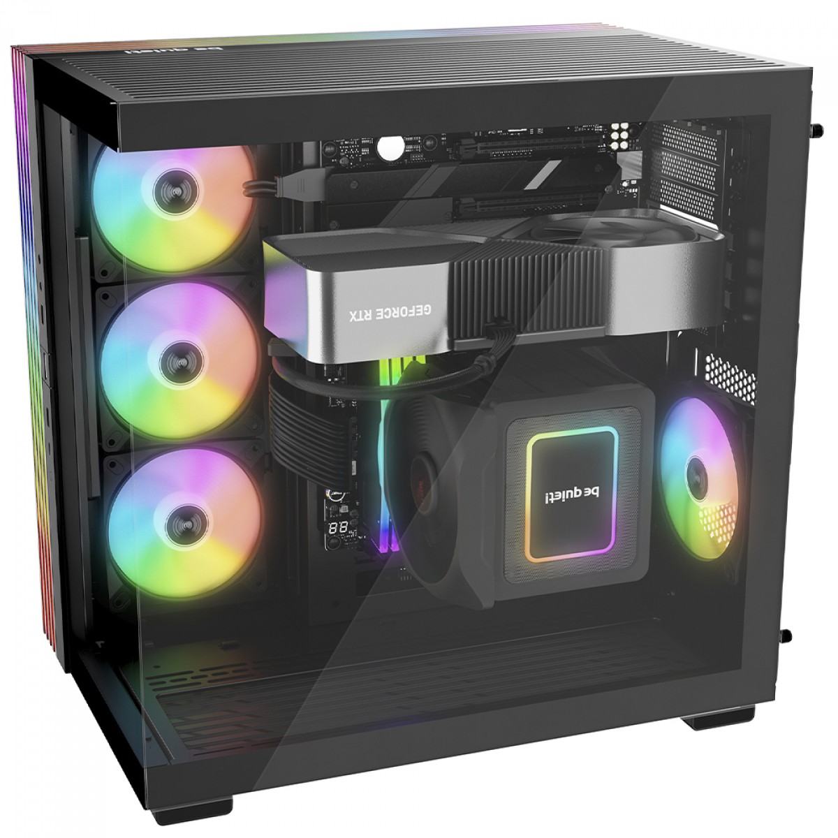 Gabinete Gamer Be Quiet Light Base 600 DX, ARGB, Mid Tower, ATX, Vidro Temperado, Sem Fans, Preto, BGW65