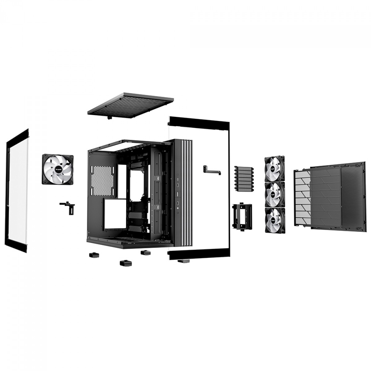 Gabinete Gamer Be Quiet Light Base 600 LX, ARGB, Mid Tower, ATX, Vidro Temperado, Com 4 Fans, Preto, BGW67