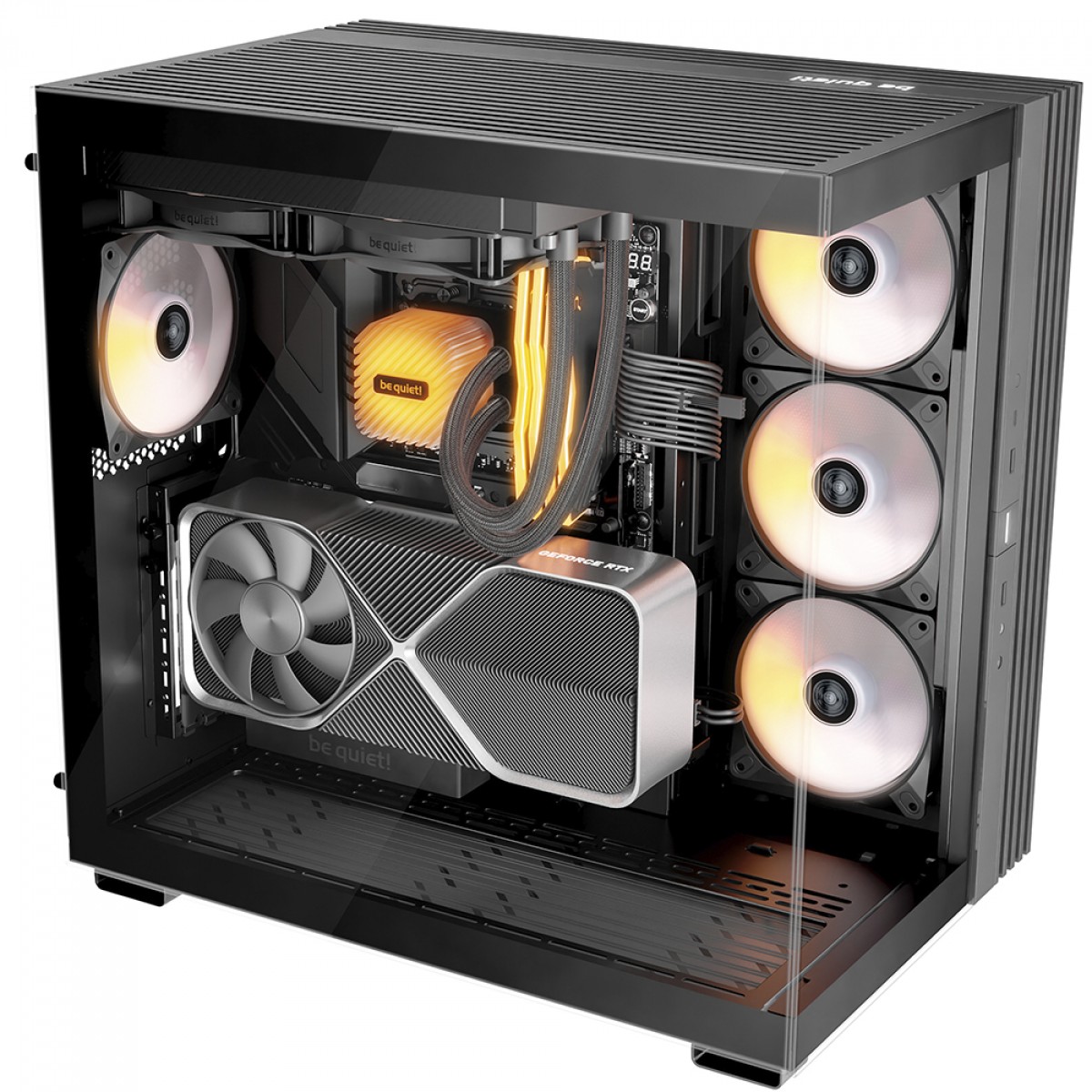 Gabinete Gamer Be Quiet Light Base 600 LX, ARGB, Mid Tower, ATX, Vidro Temperado, Com 4 Fans, Preto, BGW67
