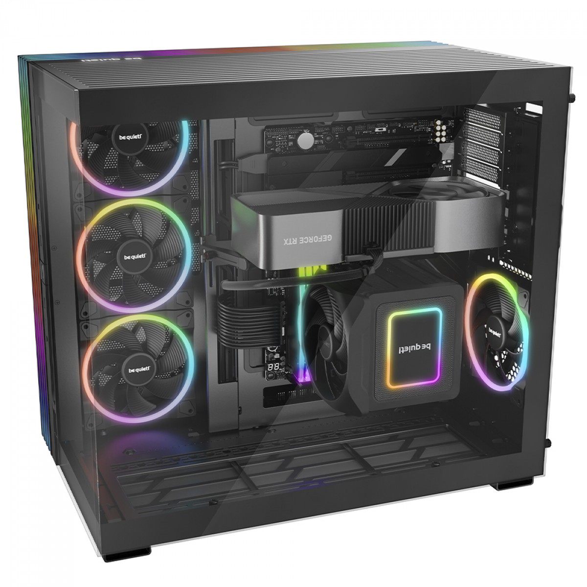 Gabinete Gamer Be Quiet Light Base 900 DX, ARGB, Full Tower, EATX, Vidro Temperado, Sem Fans, Preto, BGW69