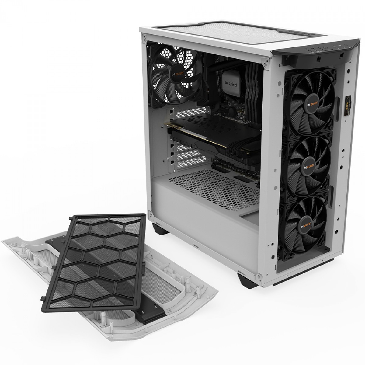 Gabinete Gamer Be Quiet Pure Base 500 DX, Mid Tower, ATX, ARGB, Vidro Temperado, Com 3 Fans, Branco, BGW38