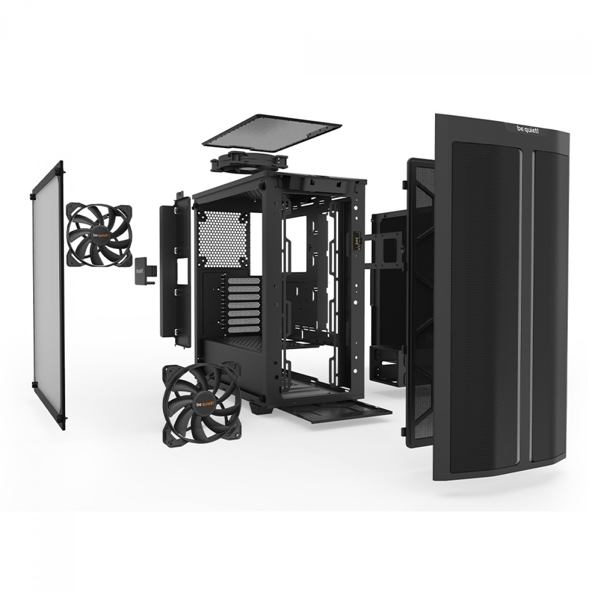 Gabinete Gamer Be Quiet Pure Base 500 DX, Mid Tower, ATX, ARGB, Vidro Temperado, Com 3 Fans, Preto, BGW37