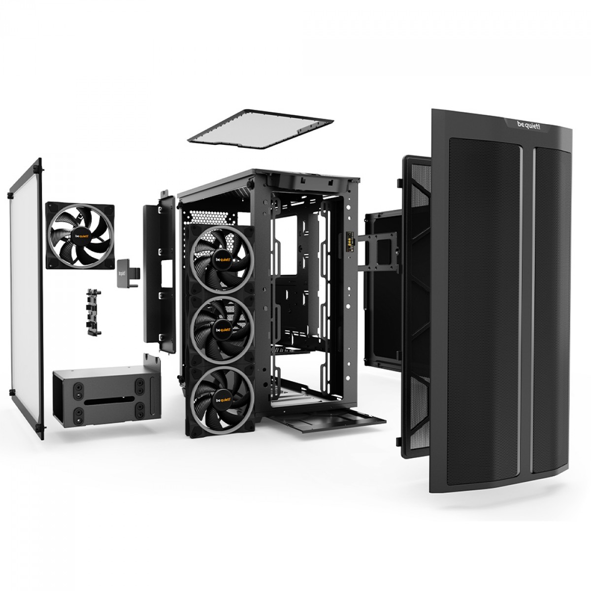 Gabinete Gamer Be Quiet Pure Base 500 FX, Mid Tower, ATX, ARGB, Vidro Temperado, Com 4 Fans, Preto, BGW43