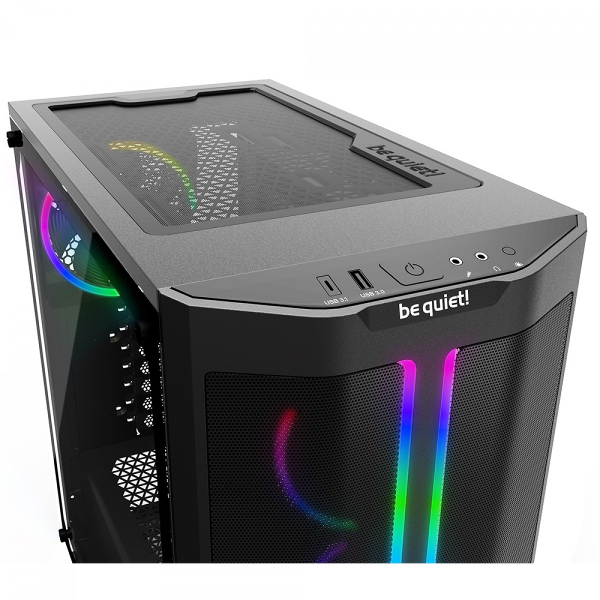 Gabinete Gamer Be Quiet Pure Base 500 FX, Mid Tower, ATX, ARGB, Vidro Temperado, Com 4 Fans, Preto, BGW43