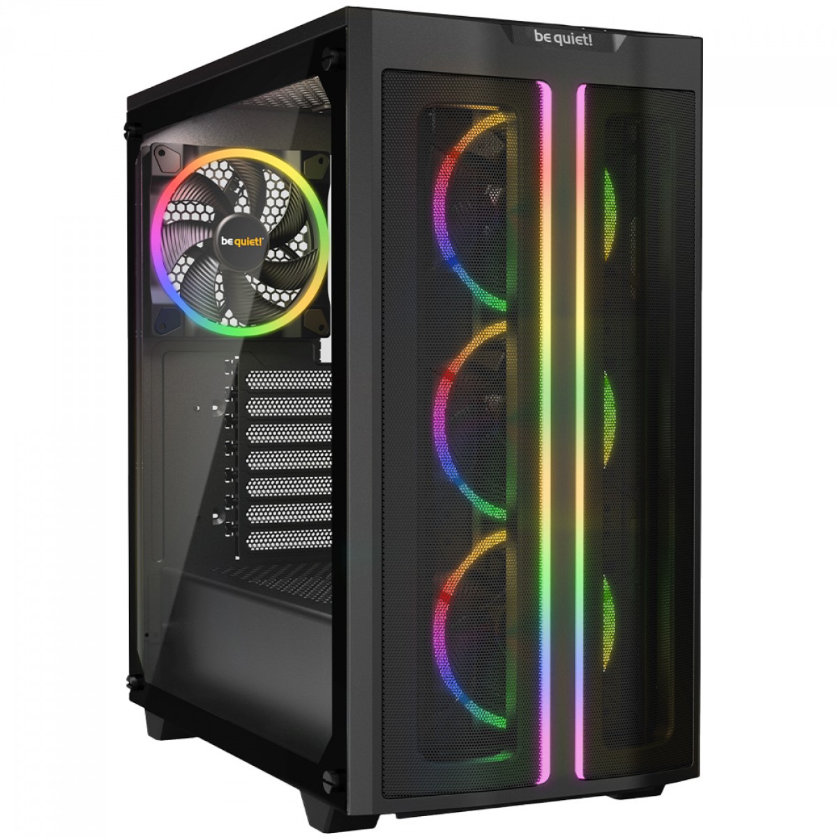 Gabinete Gamer Be Quiet Pure Base 500 FX, Mid Tower, ATX, ARGB, Vidro Temperado, Com 4 Fans, Preto, BGW43