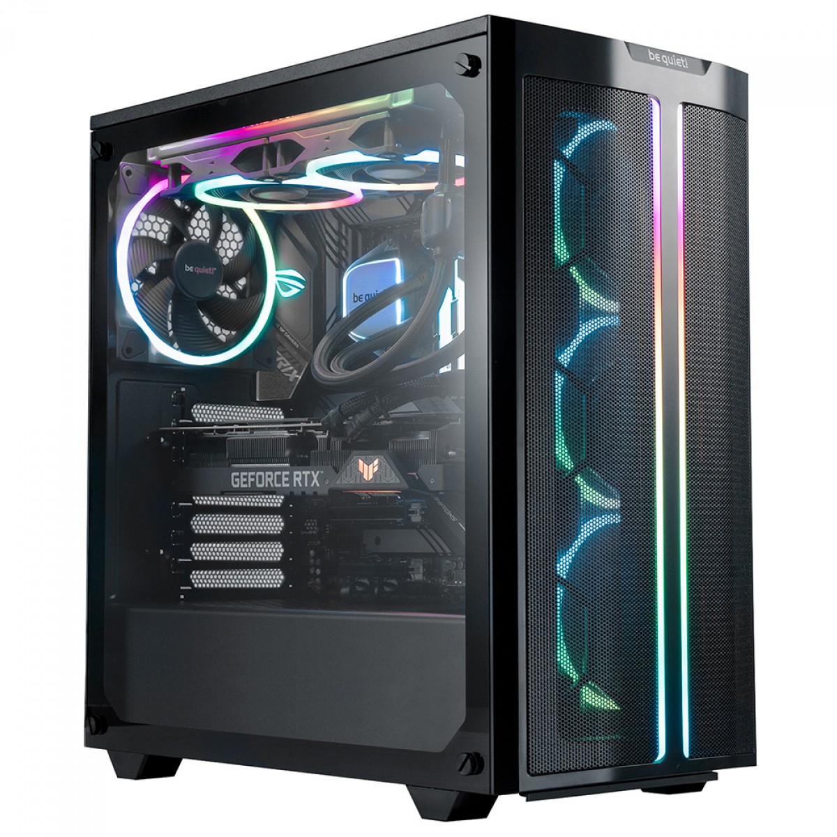 Gabinete Gamer Be Quiet Pure Base 500 FX, Mid Tower, ATX, ARGB, Vidro Temperado, Com 4 Fans, Preto, BGW43