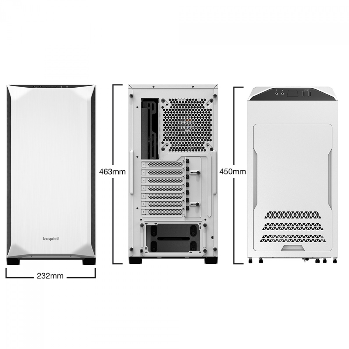 Gabinete Gamer Be Quiet Pure Base 500 Window, Mid Tower, ATX, Vidro Temperado, Com 2 Fans, Branco, BGW35