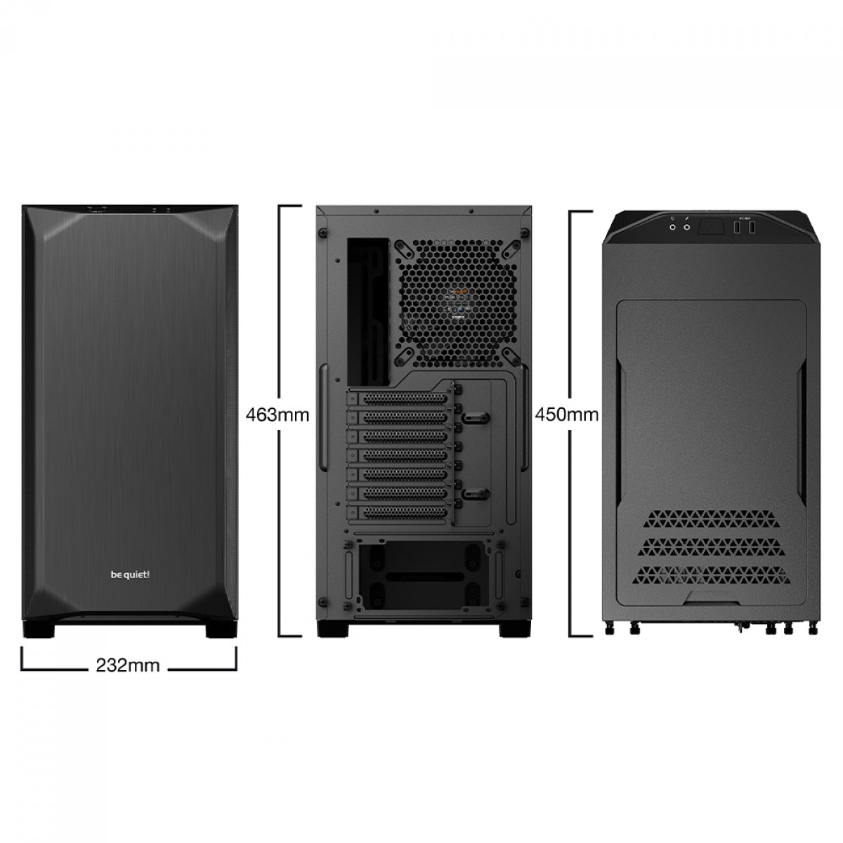 Gabinete Gamer Be Quiet Pure Base 500 Window, Mid Tower, ATX, Vidro Temperado, Com 2 Fans, Preto, BGW34