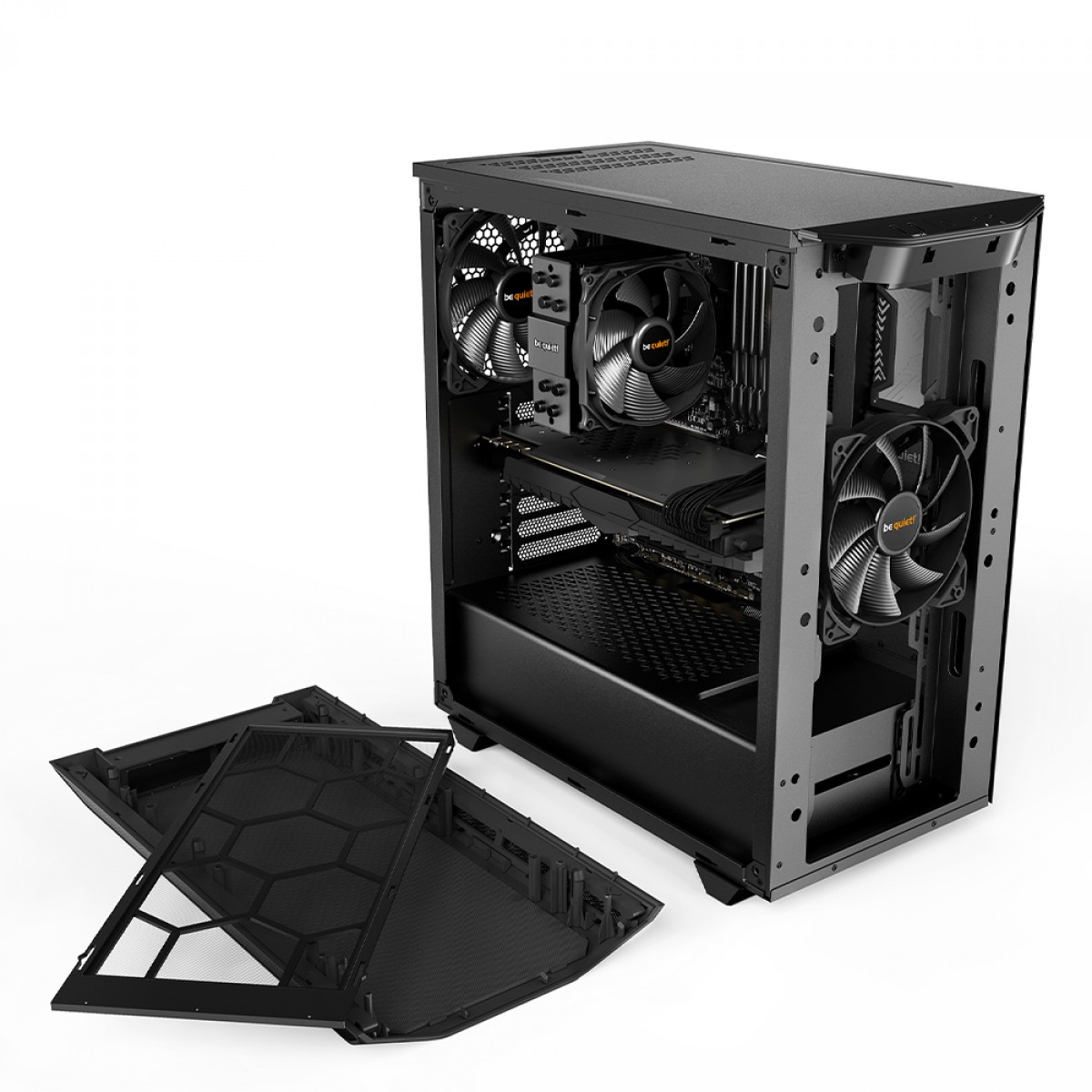 Gabinete Gamer Be Quiet Pure Base 500 Window, Mid Tower, ATX, Vidro Temperado, Com 2 Fans, Preto, BGW34