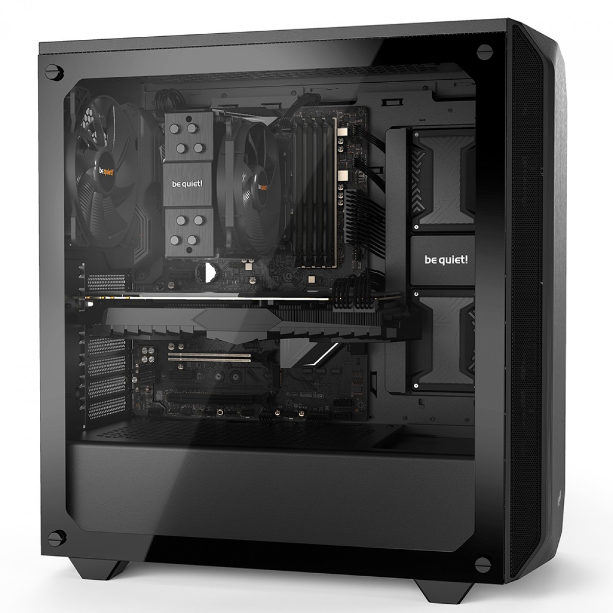 Gabinete Gamer Be Quiet Pure Base 500 Window, Mid Tower, ATX, Vidro Temperado, Com 2 Fans, Preto, BGW34