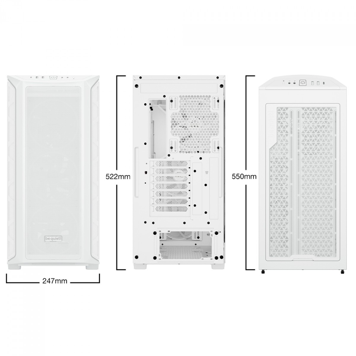 Gabinete Gamer Be Quiet Shadow Base 800 FX, Mid Tower, EATX, ARGB, Vidro Temperado, Com 4 Fans, Branco, BGW64