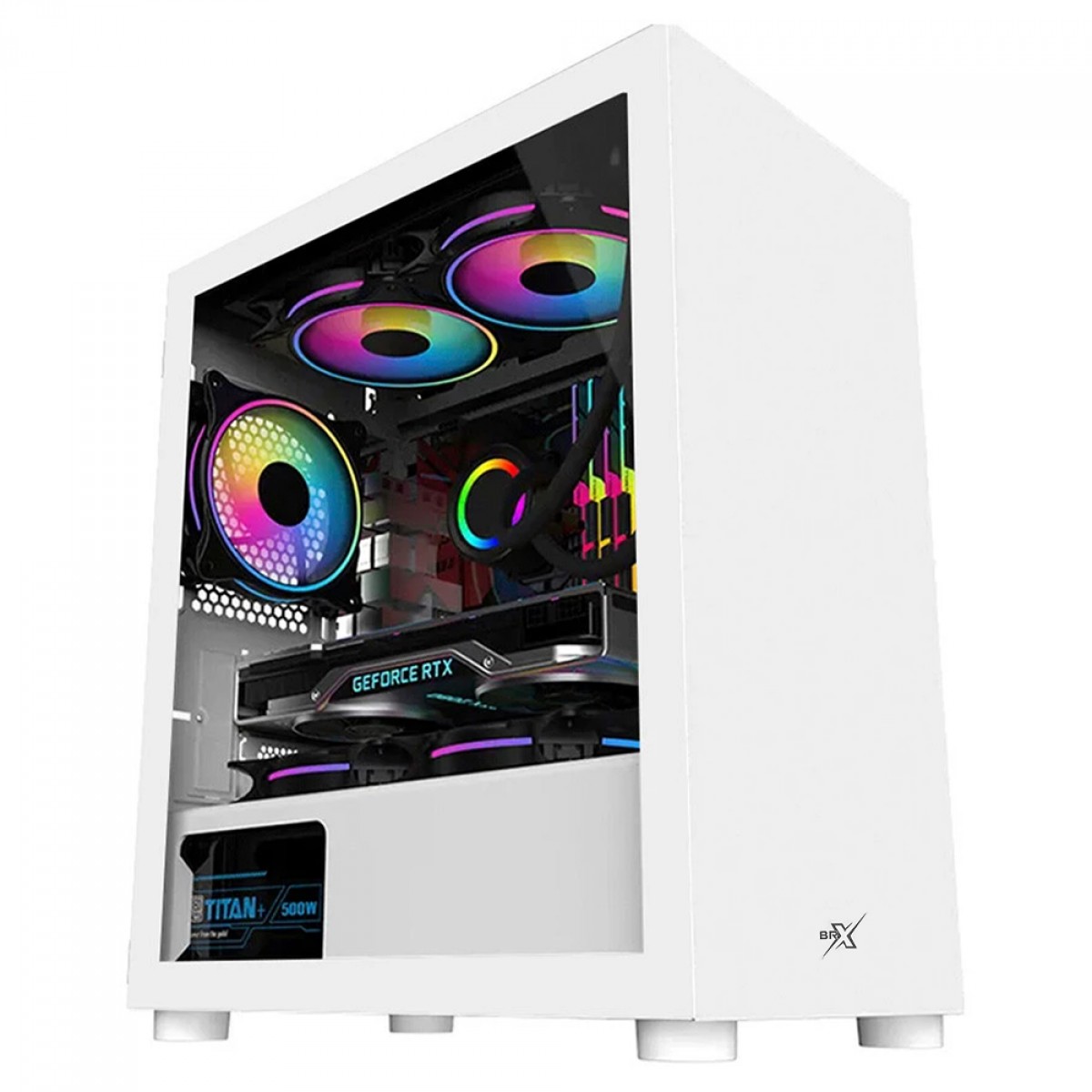Gabinete Gamer BRX Blazer White, Mid Tower, Vidro Temperado, M-ATX, Com 3 Fans, Branco, CA-035