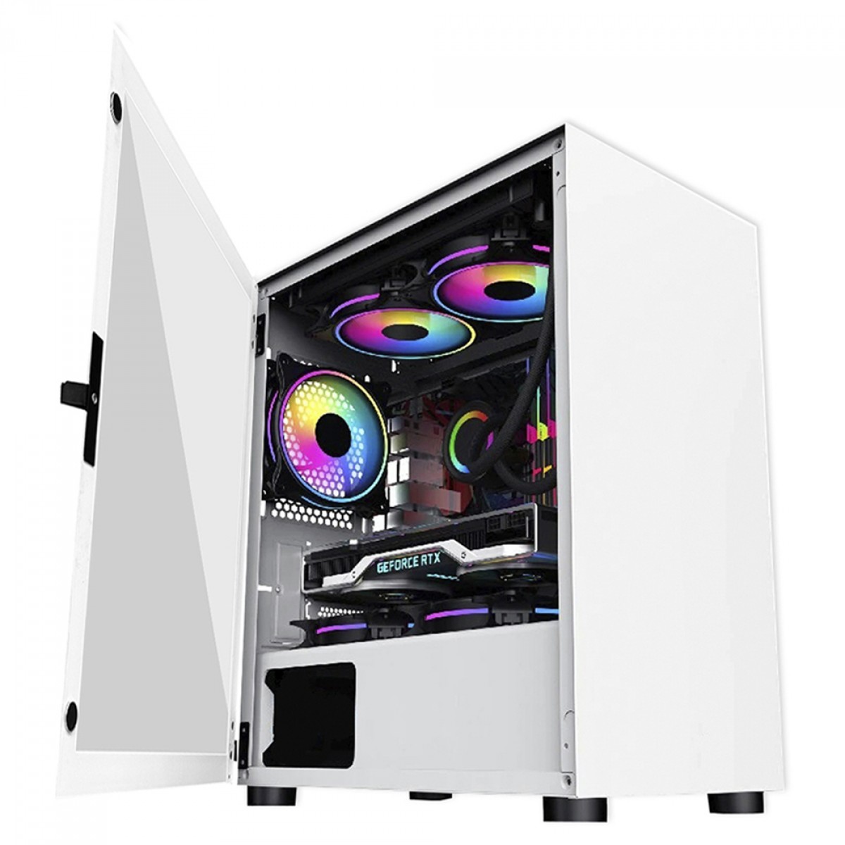 Gabinete Gamer BRX Blazer White, Mid Tower, Vidro Temperado, M-ATX, Com 3 Fans, Branco, CA-035