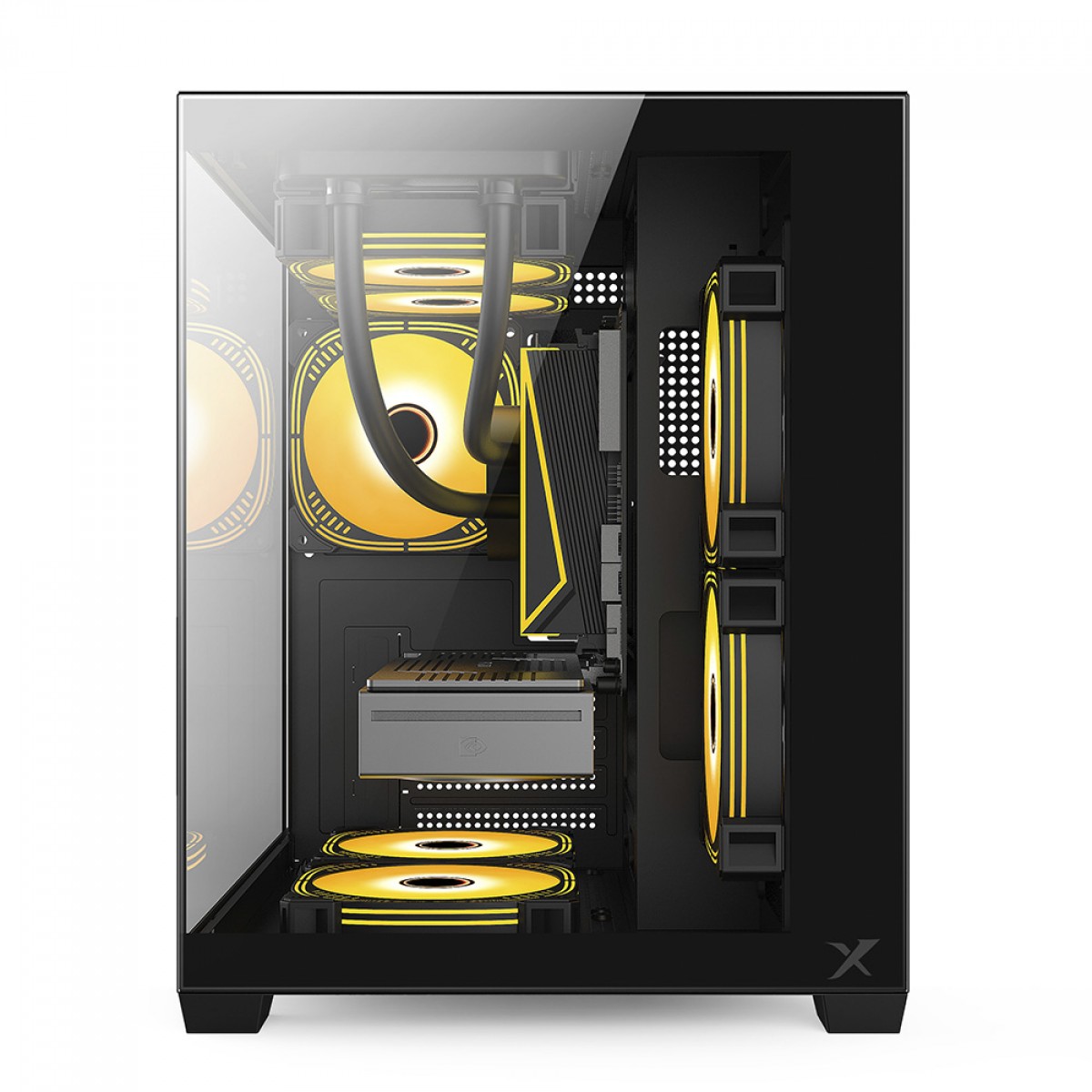 Gabinete Gamer BRX Xtreme Glacier, Mini Tower,  Lateral e Frontal de Vidro, Com 3 Fans, Preto, R41B