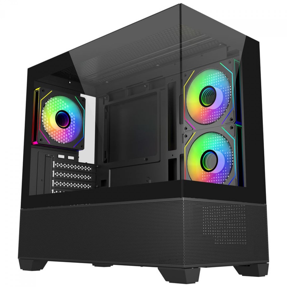 Gabinete Gamer Cooler Master Elite 490, Vidro Temperado, Mini Tower, mATX, Com 3 Fans, Preto, E490-KHNN-S00