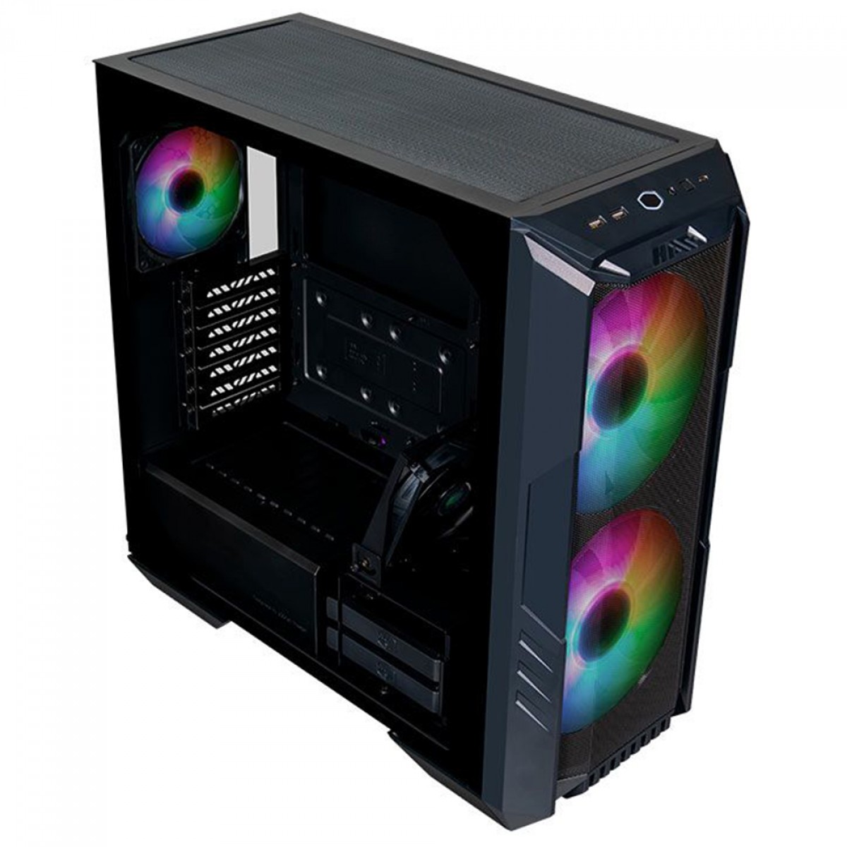Gabinete Gamer Cooler Master HAF 500, Mid Tower, Vidro Temperado, Black, Sem Fonte, Com 4 Fans, H500-KGNN-S00