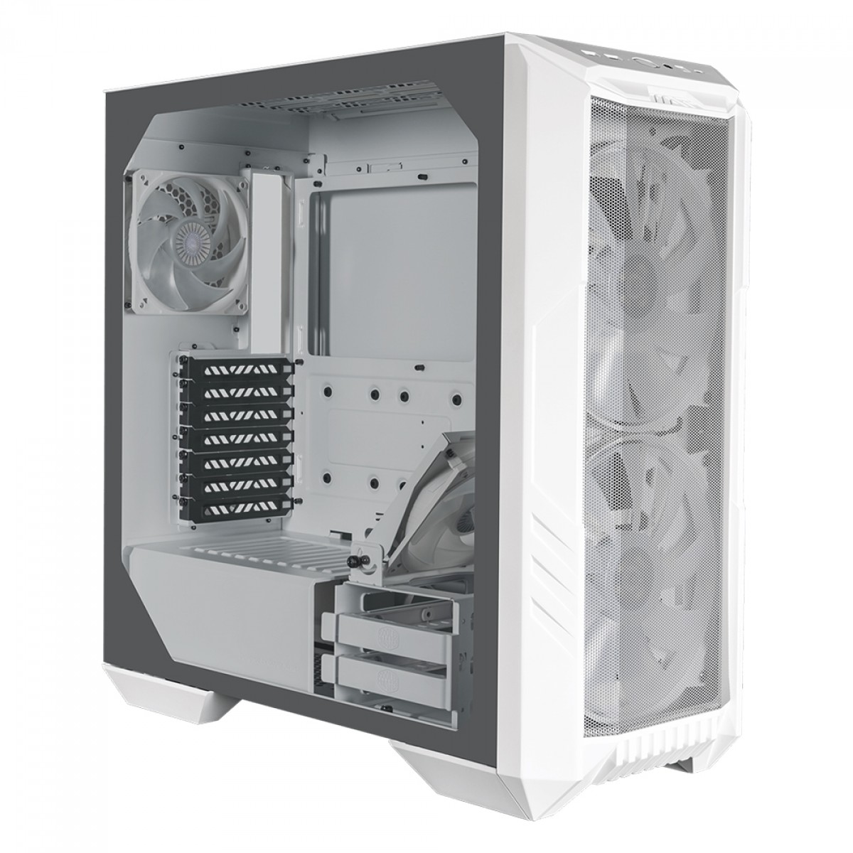 Gabinete Gamer Cooler Master HAF 500, Mid Tower, Vidro Temperado, White, Sem Fonte, Com 4 Fans, H500-WGNN-S00