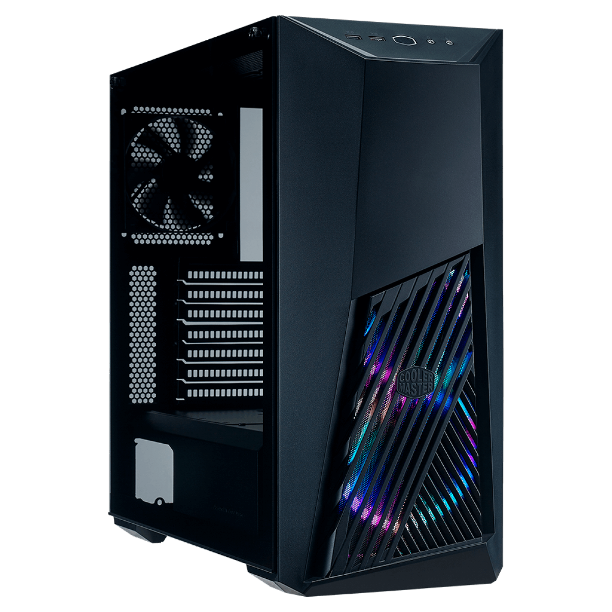 Gabinete Gamer Cooler Master K501L ARGB, Mid Tower, Vidro Temperado, ATX, Black, Sem Fonte, Com 3 Fans, MCB-K501L-KGNN-SR3