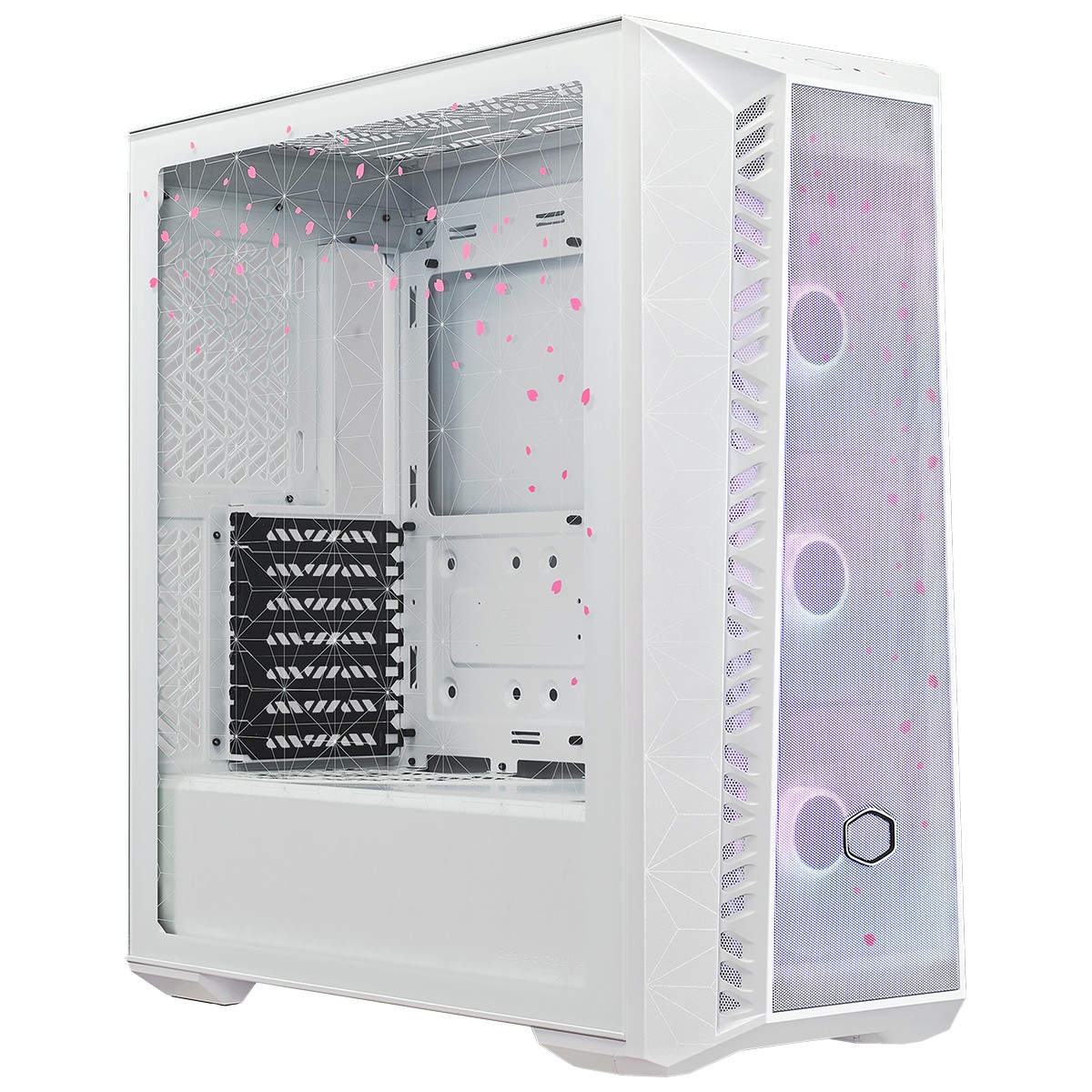 Gabinete Gamer Cooler Master Masterbox 520 Mesh Sakura Limited Edition, Mid Tower, Vidro Temperado, E-ATX, White, Com 3 Fans ARGB, MB520-WGNN-S02