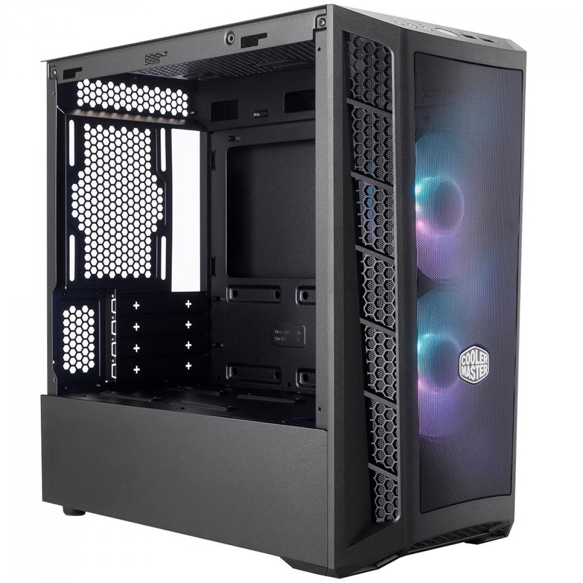 Gabinete Gamer Cooler Master MasterBox MB311L ARGB, Mini Tower, Vidro Temperado, Black, Micro ATX, Sem Fonte, Com 2 Fans, MCB-B311L-KGNN-S02