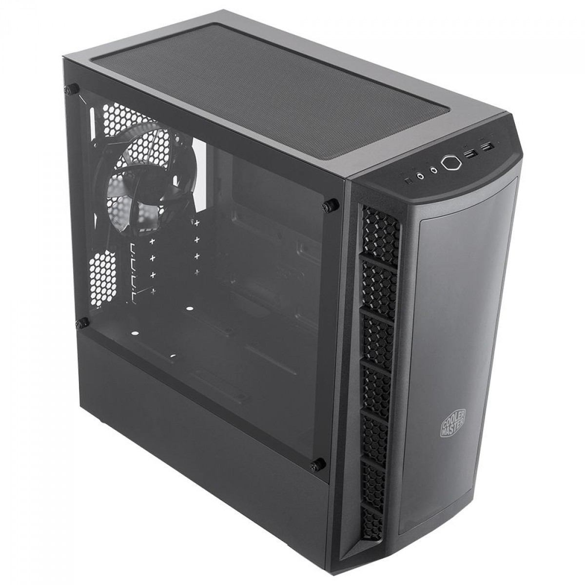 Gabinete Gamer Cooler Master MasterBox MB320L, Mini Tower, Vidro Temperado, Black, Micro ATX, Sem Fonte, Com 1 Fan, MCB-B320L-KGNN-S00