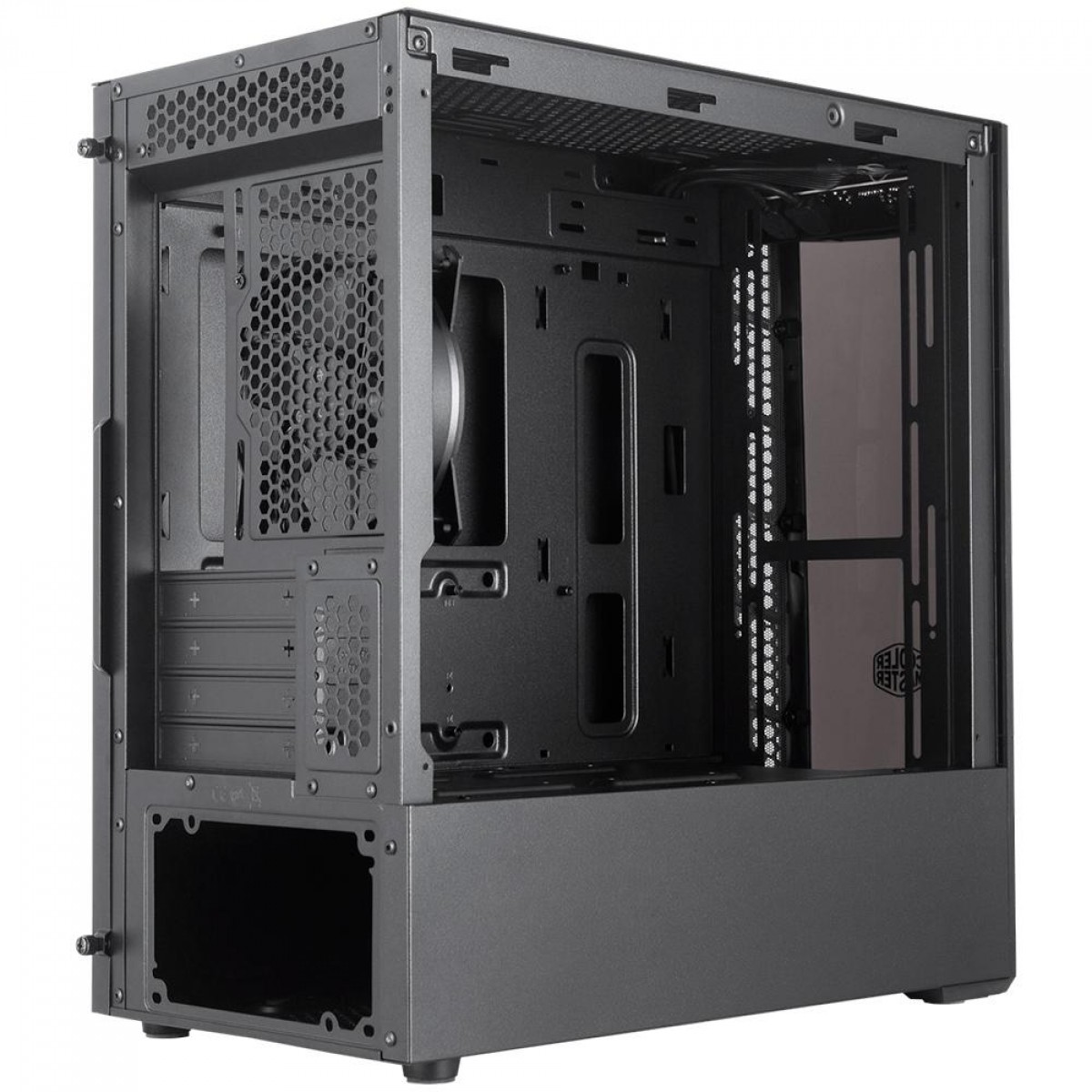 Gabinete Gamer Cooler Master MasterBox MB320L, Mini Tower, Vidro Temperado, Black, Micro ATX, Sem Fonte, Com 1 Fan, MCB-B320L-KGNN-S00