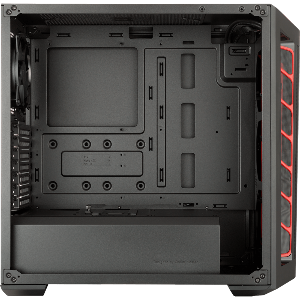 Gabinete Gamer Cooler Master Masterbox MB511 TG, Mid Tower, Vidro Temperado, Red, MCB-B511D-KGNN-S00, Sem Fonte, Com 1 Fan