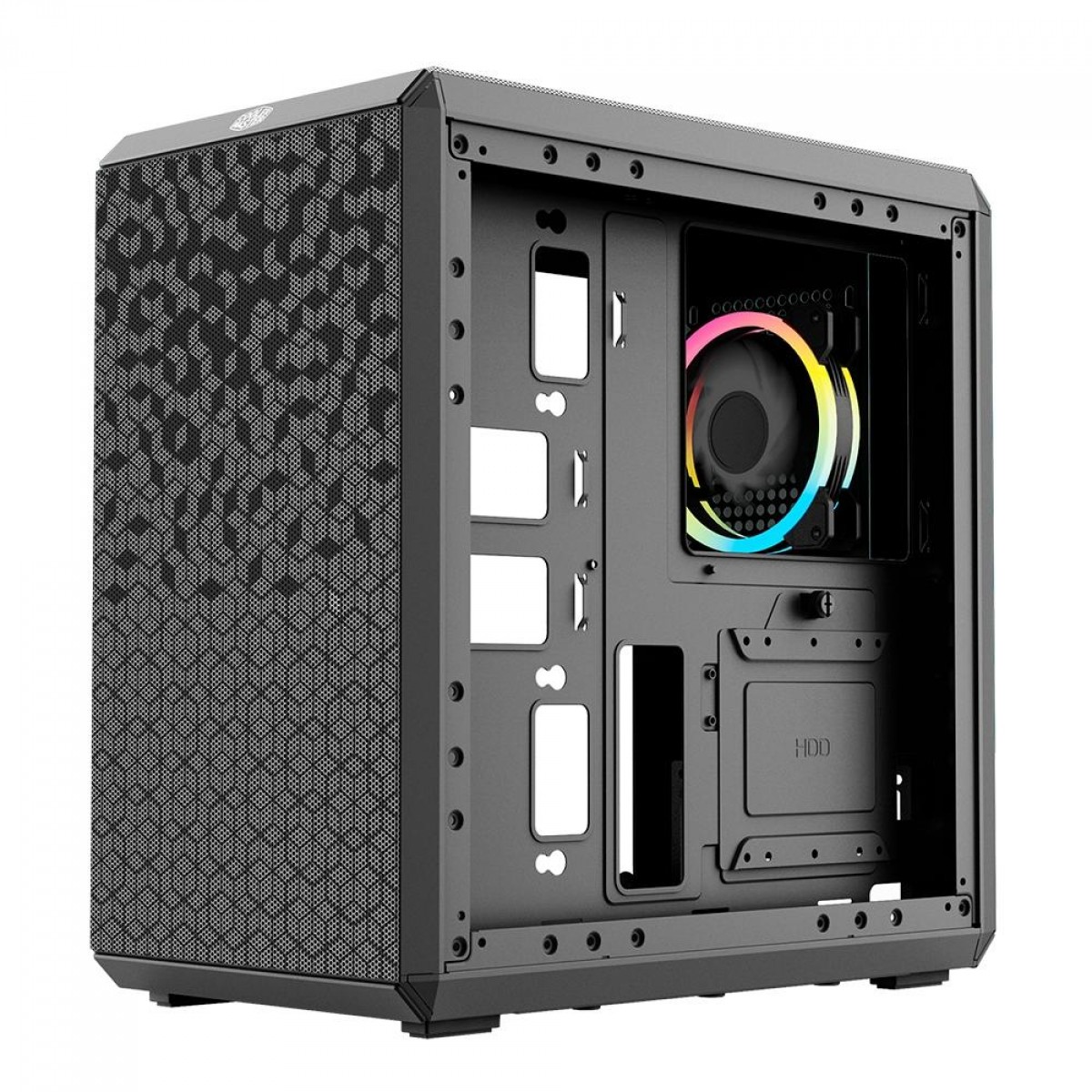 Gabinete Gamer Cooler Master Masterbox Q300L, Mini Tower, Rainbow, Black, Sem Fonte, Com 1 Fan, MCB-Q300L-KANN-S01