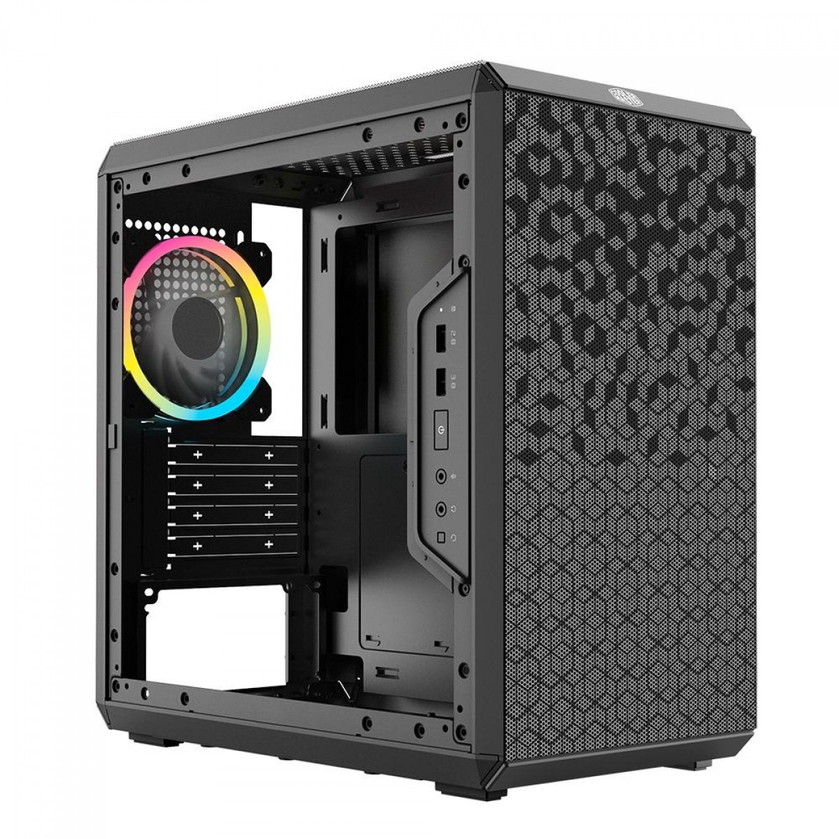 Gabinete Gamer Cooler Master Masterbox Q300L, Mini Tower, Rainbow, Black, Sem Fonte, Com 1 Fan, MCB-Q300L-KANN-S01