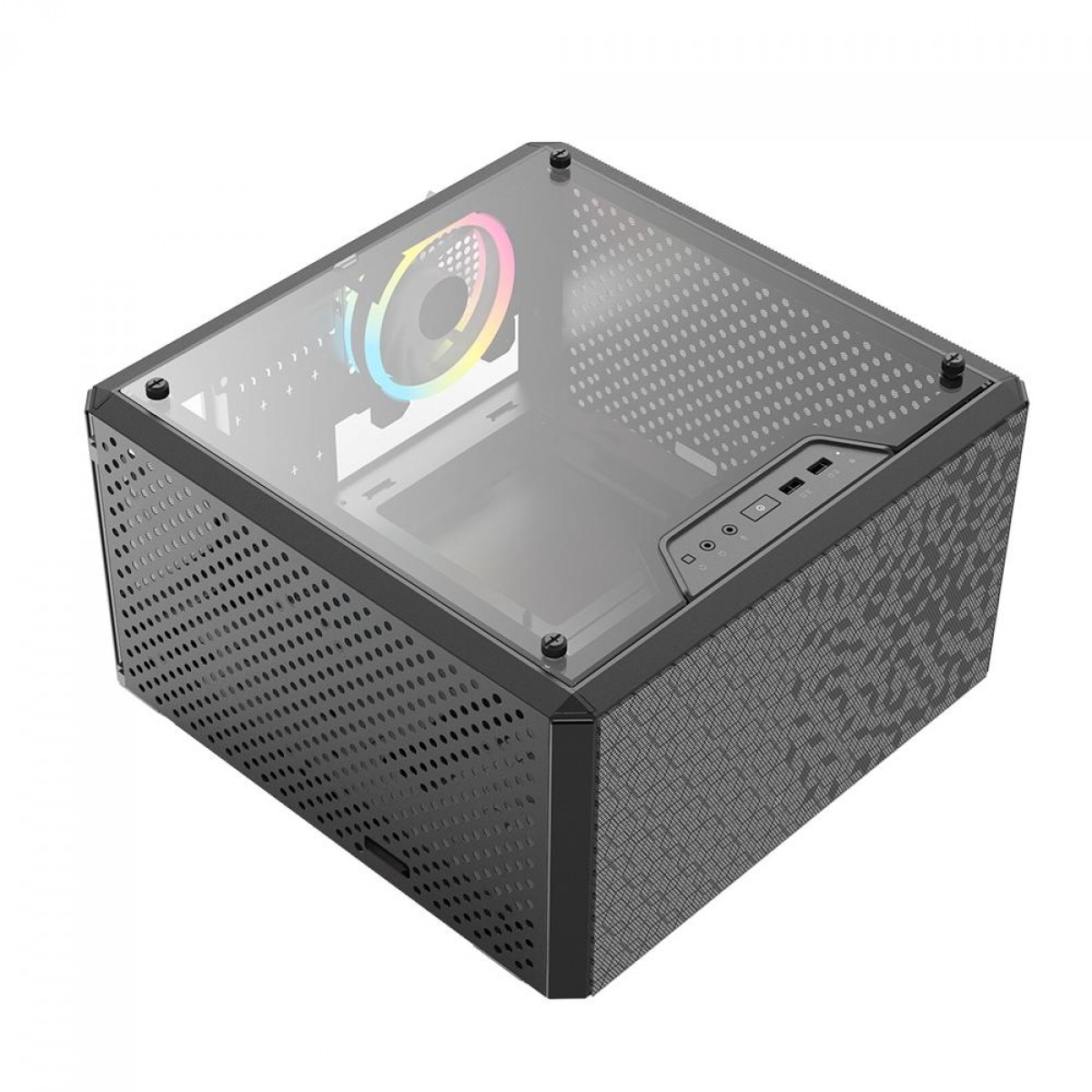 Gabinete Gamer Cooler Master Masterbox Q300L, Mini Tower, Rainbow, Black, Sem Fonte, Com 1 Fan, MCB-Q300L-KANN-S01