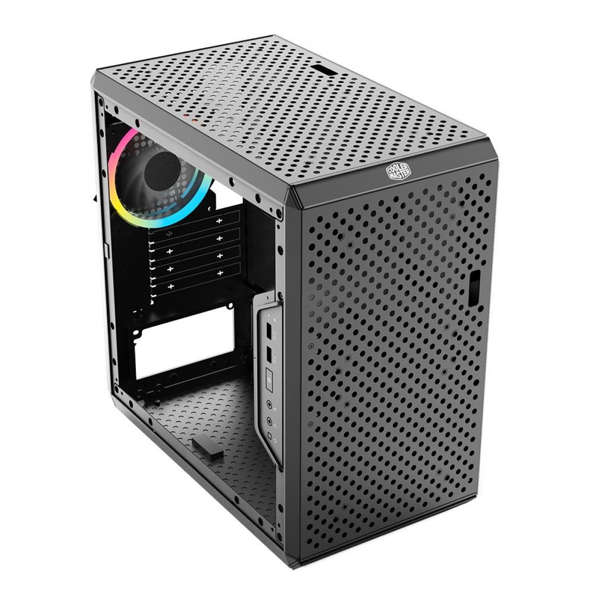 Gabinete Gamer Cooler Master Masterbox Q300L, Mini Tower, Rainbow, Black, Sem Fonte, Com 1 Fan, MCB-Q300L-KANN-S01