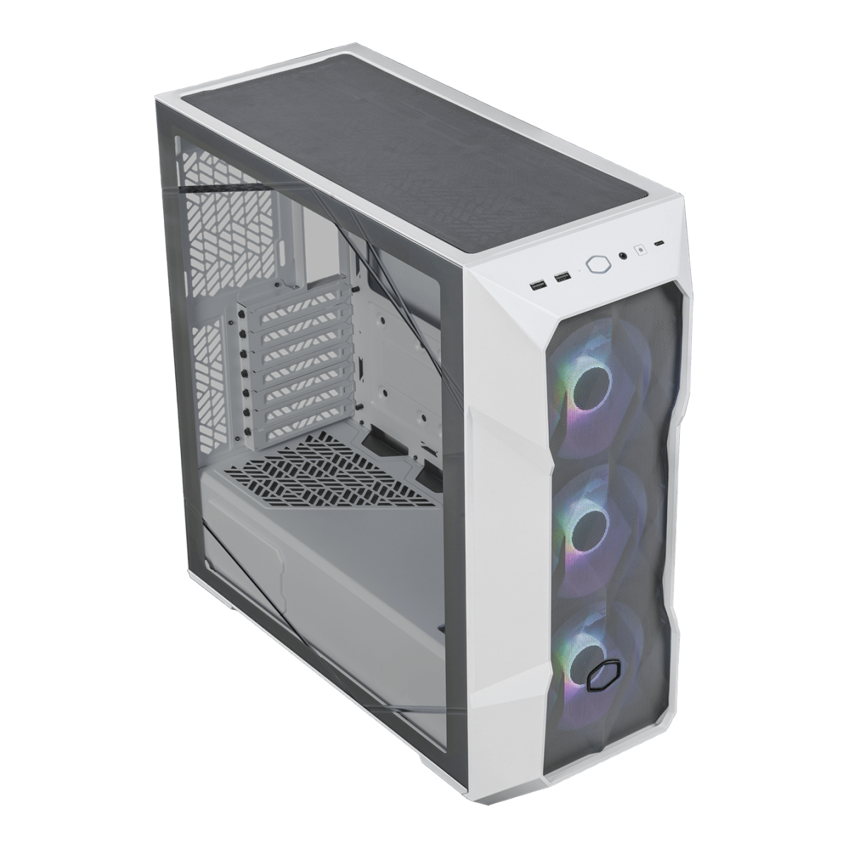 Gabinete Gamer Cooler Master Masterbox TD500 Mesh V2, Mid Tower, ATX, Vidro Temperado, Sem Fonte, Com 3 Fan, ARGB, White, TD500V2-WGNN-S00