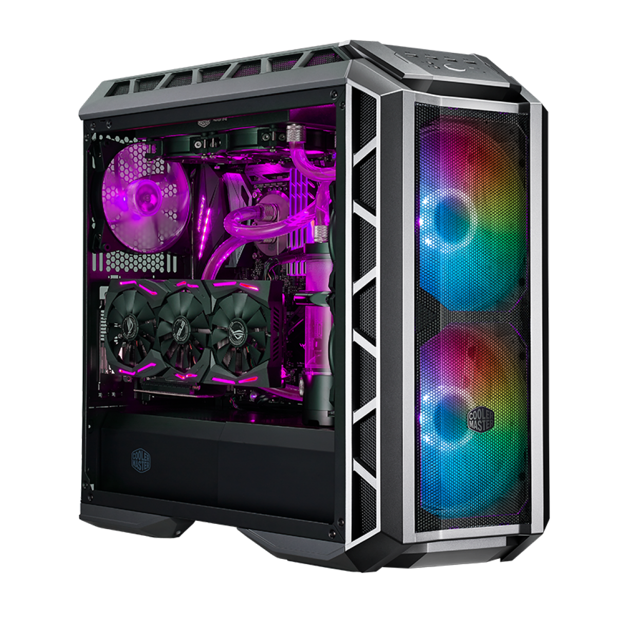 Gabinete Gamer Cooler Master MasterCase H500P Mesh ARGB, Mid Tower, Vidro Temperado, Gun Metal Grey, Sem Fonte, Com 3 Fans