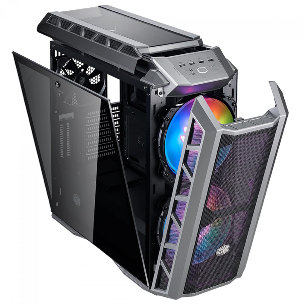 Gabinete Gamer Cooler Master MasterCase H500P Mesh ARGB, Mid Tower, Vidro Temperado, Gun Metal Grey, Sem Fonte, Com 3 Fans