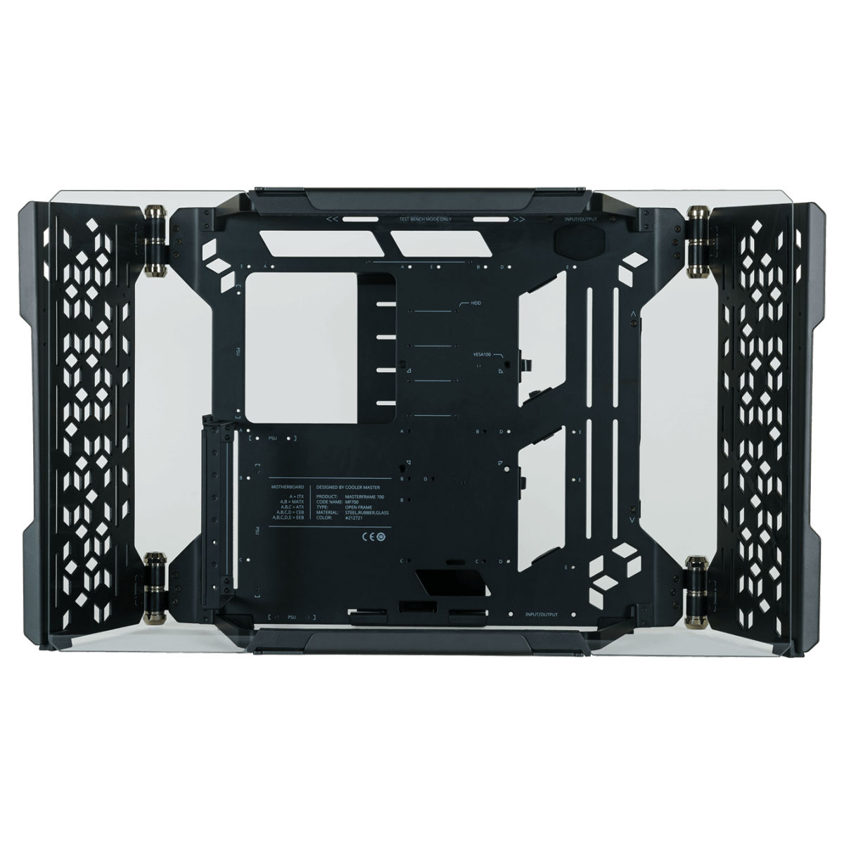 Gabinete Gamer Cooler Master MasterFrame 700, Sem Fonte, Sem Fan, Vidro Temperado, Black, MCF-MF700-KGNN-S00