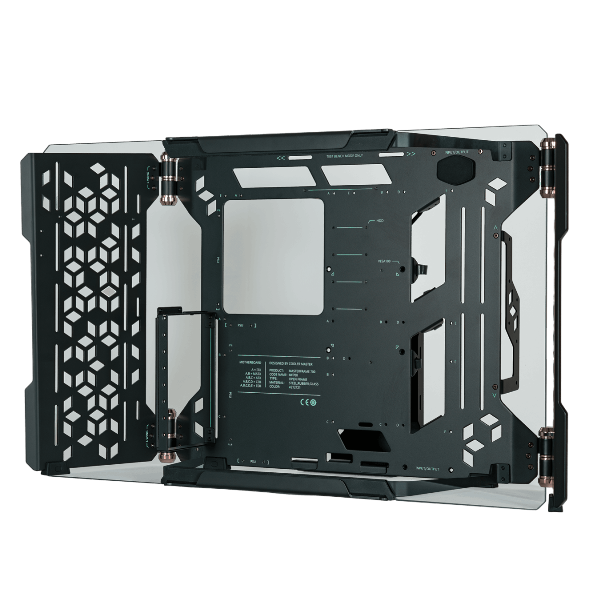 Gabinete Gamer Cooler Master MasterFrame 700, Sem Fonte, Sem Fan, Vidro Temperado, Black, MCF-MF700-KGNN-S00