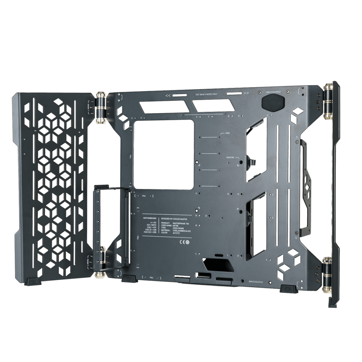 Gabinete Gamer Cooler Master MasterFrame 700, Sem Fonte, Sem Fan, Vidro Temperado, Black, MCF-MF700-KGNN-S00