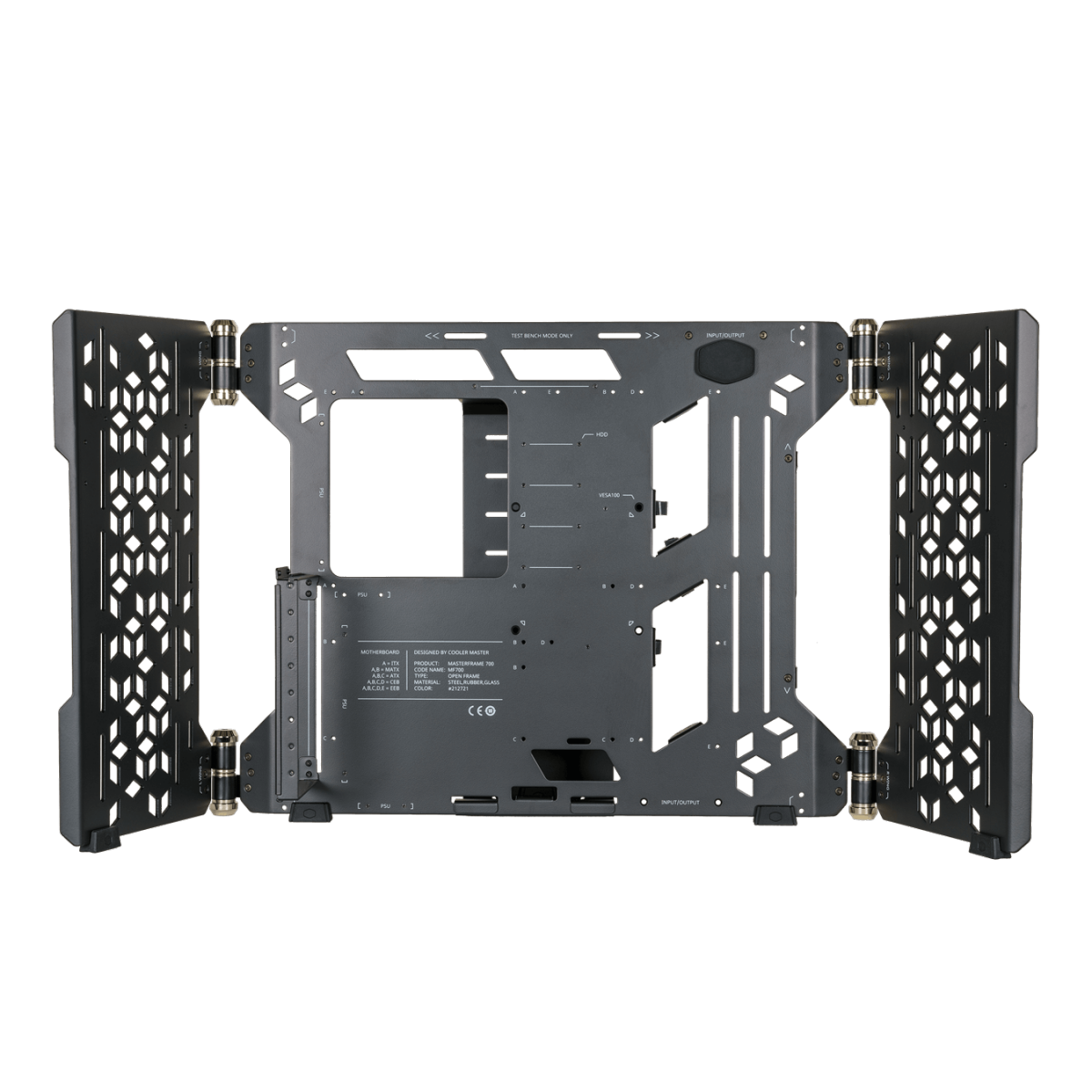 Gabinete Gamer Cooler Master MasterFrame 700, Sem Fonte, Sem Fan, Vidro Temperado, Black, MCF-MF700-KGNN-S00