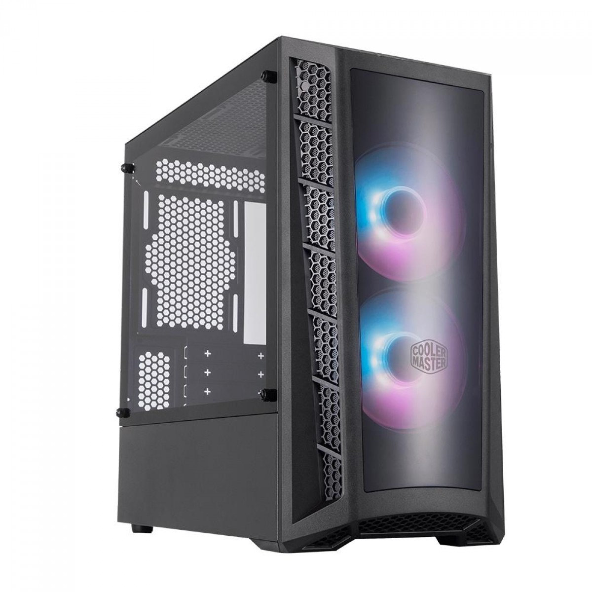 Gabinete Gamer Cooler Master MB320L ARGB, Mini Tower, ARGB, Vidro Temperado, Black, Com 2 Fans, Sem Fonte, MCB-B320L-KGNN-S02